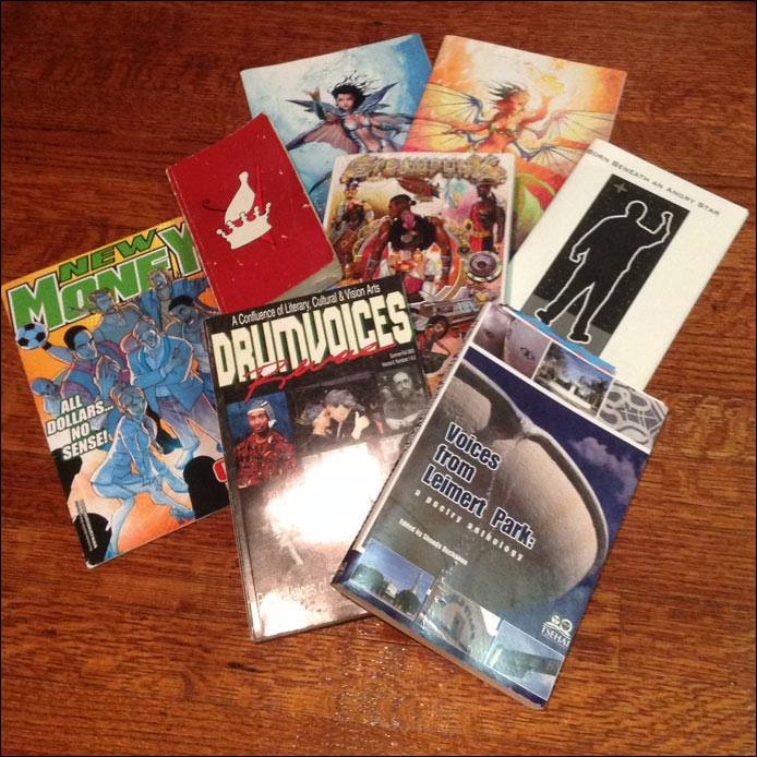 several of Hannibal's published books collected together from his personal library